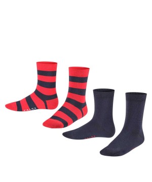 Calzini Bambino Falke Happy Stripe 2-Pack Socks Blu | XZGW90428