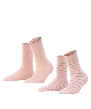 Calzini Donna Falke Happy Stripe 2-Pack Socks Rosa | QTLJ51678