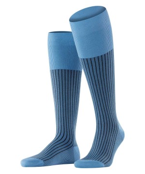 Calzini Uomo Falke Oxford Stripe Knee-high Socks Blu | OUMP65204