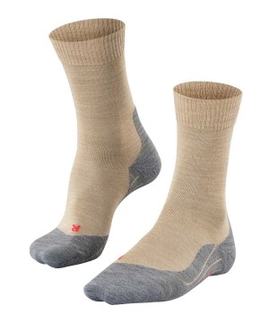 Calzini Uomo Falke TK5 Wander Trekking Socks Beige | OJUY69078