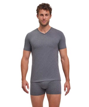 Camicia A Maniche Corte Uomo Falke 2-Pack T-Shirt V-neck Daily Comfort Grigie | OLYG15024