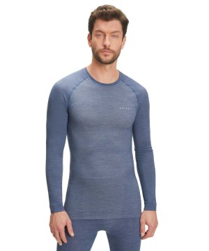 Long Sleeve T-Shirts Uomo Falke Long sleeve shirt Wool-Tech Light Blu | YPQE48291