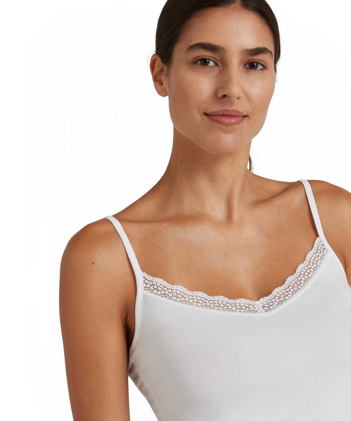 Bras & Tops Donna Falke Top Round-neck Daily Lace Bianche | VQJX89064