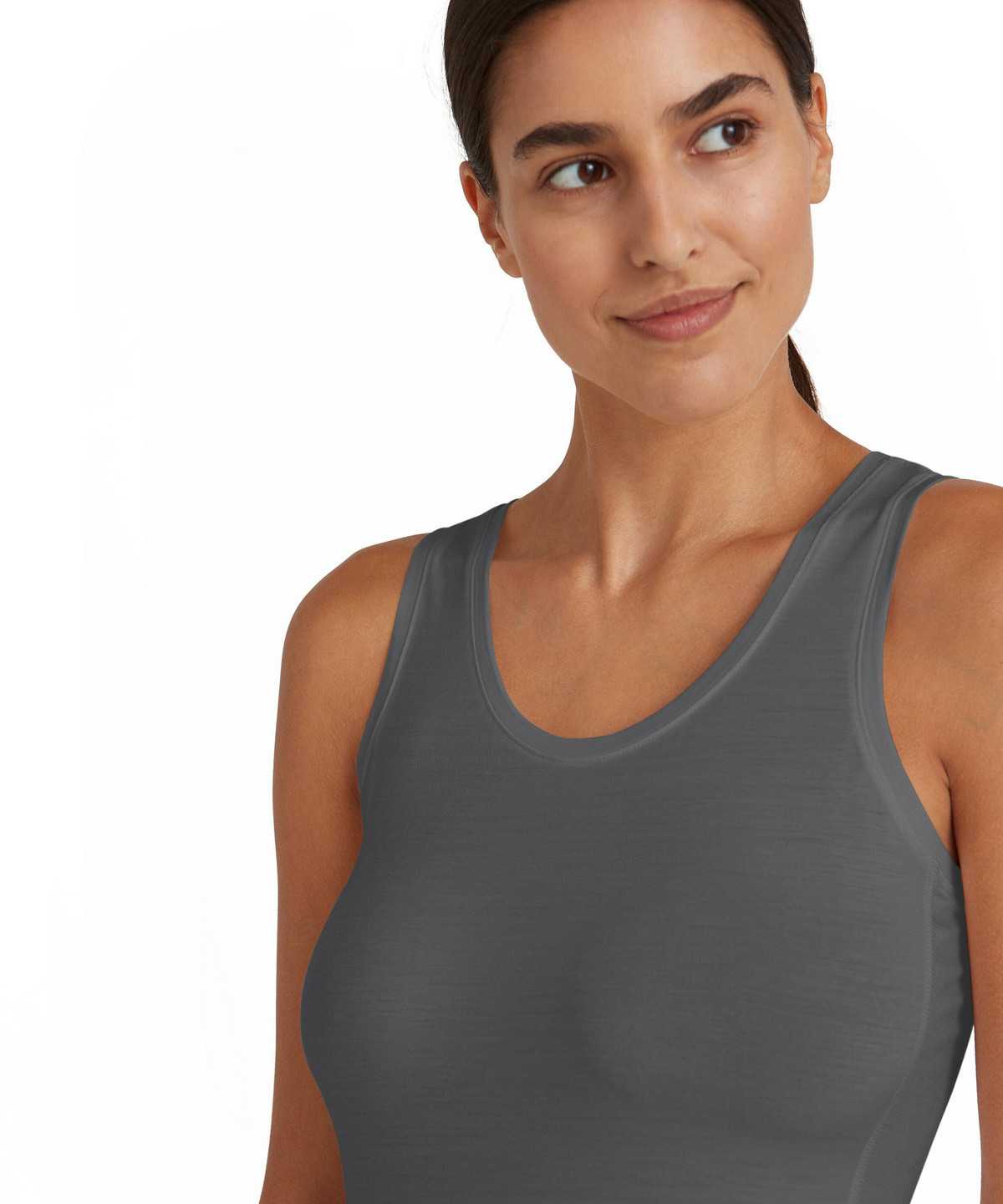 Bras & Tops Donna Falke Top Round-neck Daily ClimaWool Grigie | SOEM70381