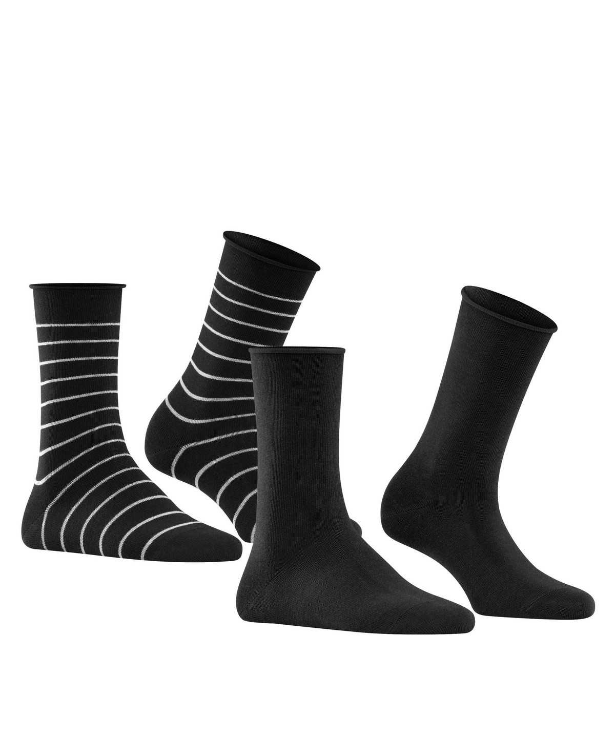 Calzini Donna Falke Happy Stripe 2-Pack Socks Nere | PAOB96457