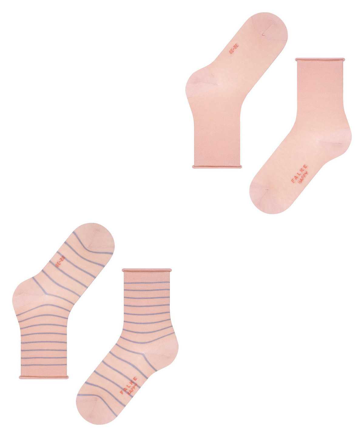 Calzini Donna Falke Happy Stripe 2-Pack Socks Rosa | QTLJ51678