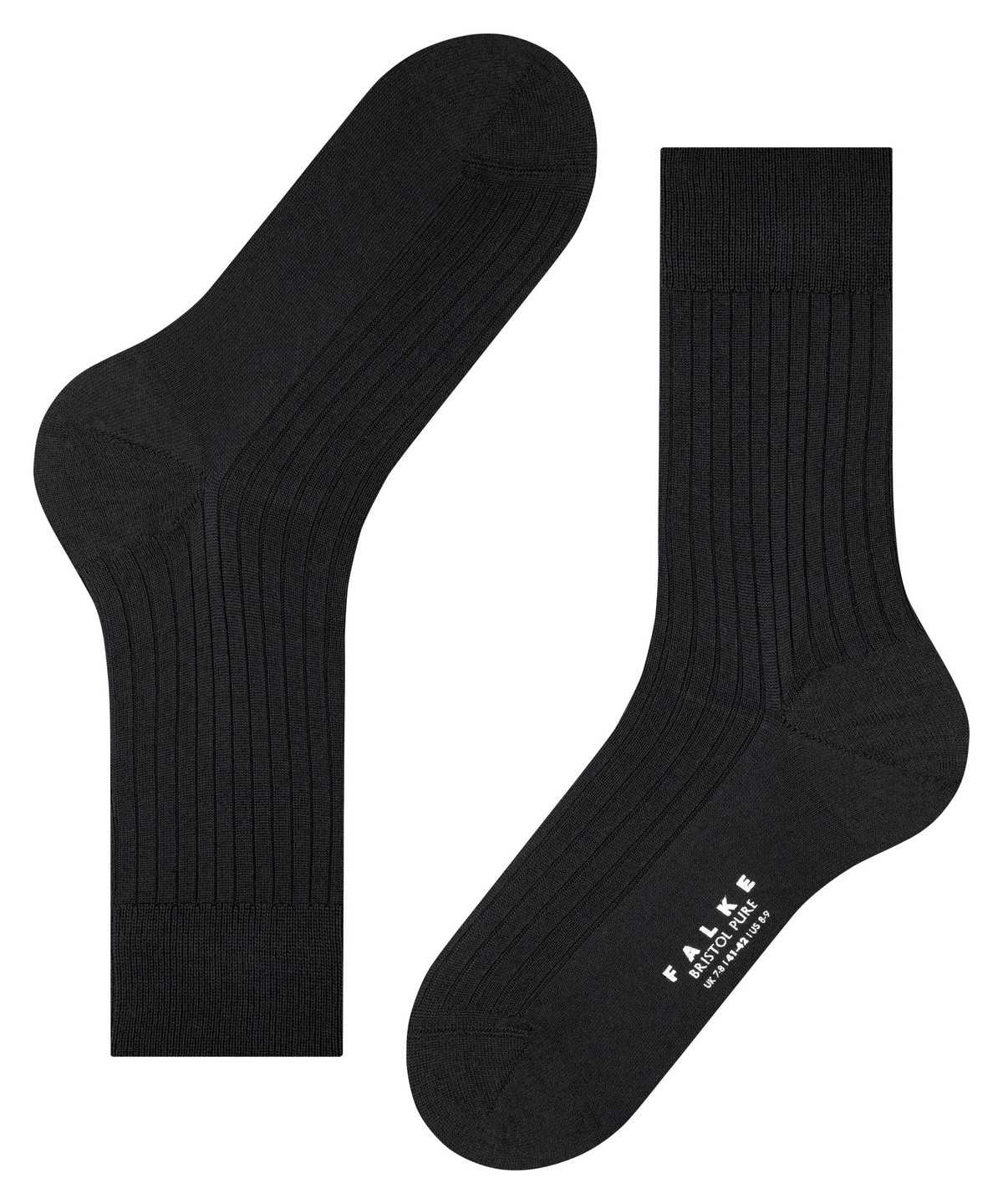 Calzini Uomo Falke Bristol Pure Socks Nere | ZBKA39756