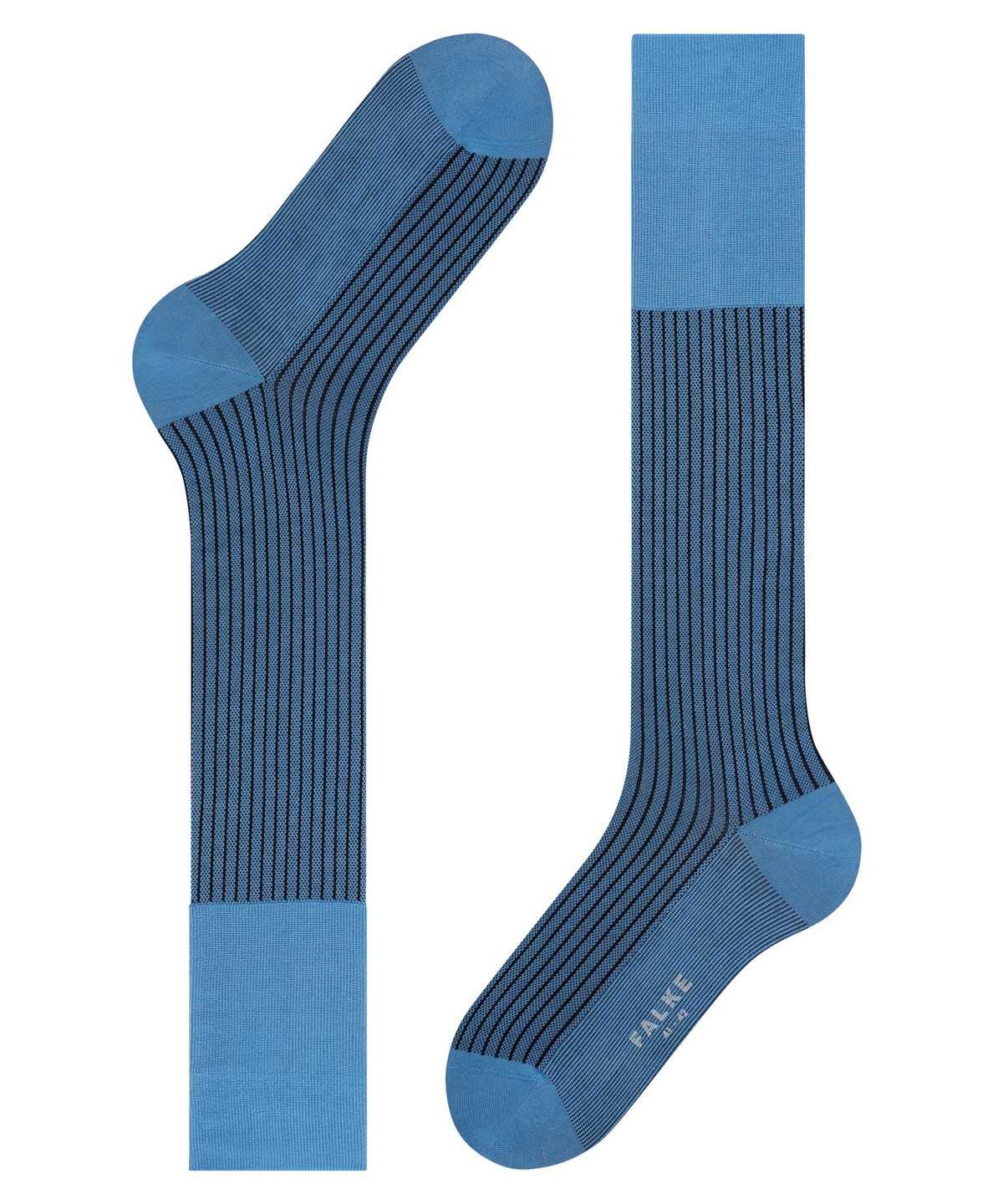 Calzini Uomo Falke Oxford Stripe Knee-high Socks Blu | OUMP65204