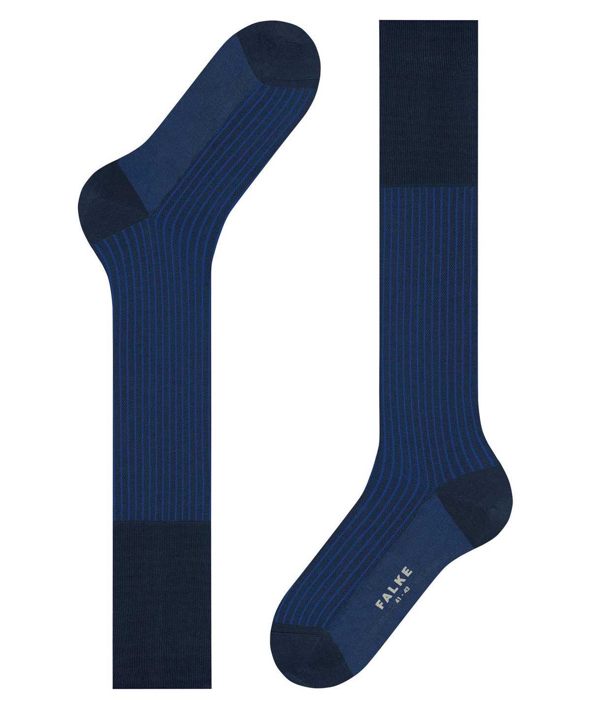 Calzini Uomo Falke Oxford Stripe Knee-high Socks Blu | JGWR51476