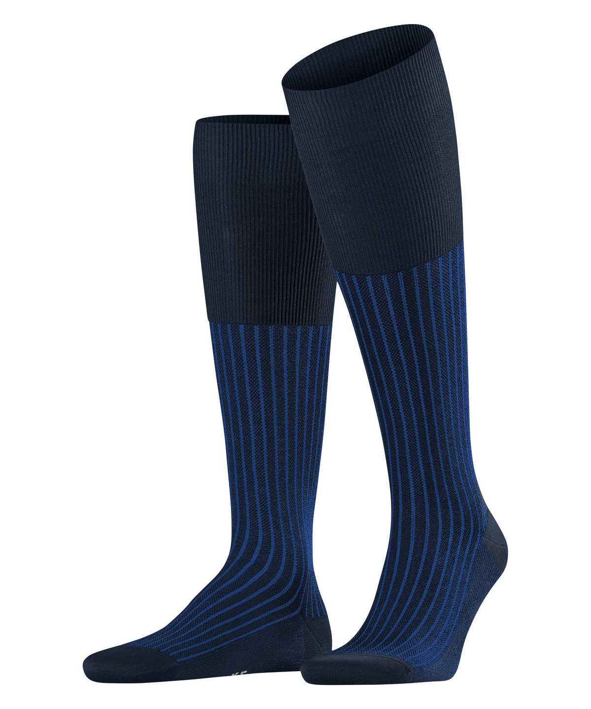 Calzini Uomo Falke Oxford Stripe Knee-high Socks Blu | JGWR51476