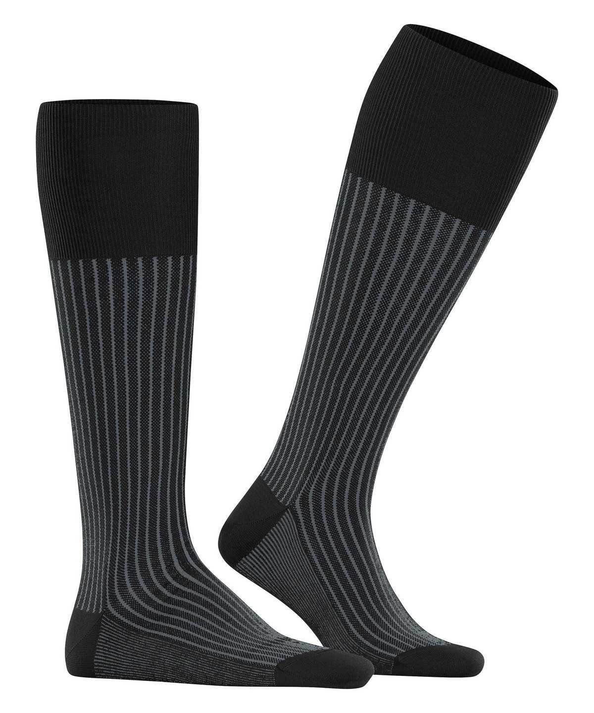 Calzini Uomo Falke Oxford Stripe Knee-high Socks Nere | LBUD31946