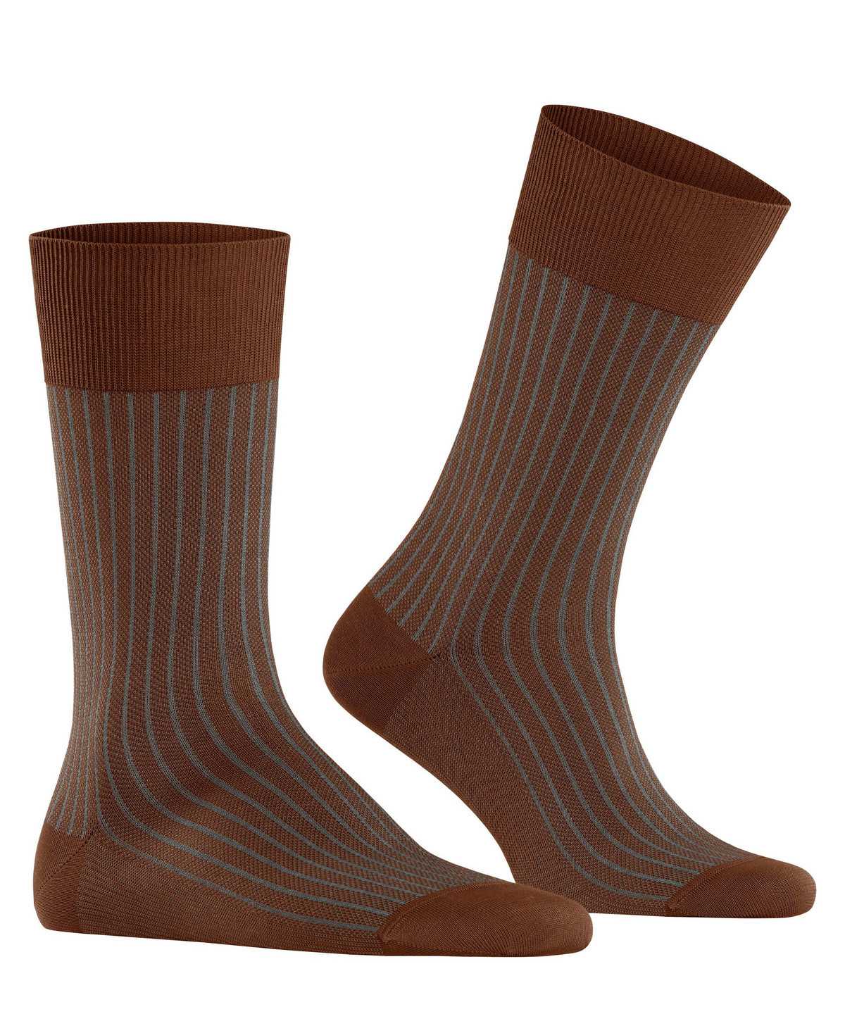 Calzini Uomo Falke Oxford Stripe Socks Marroni | UKSB12754