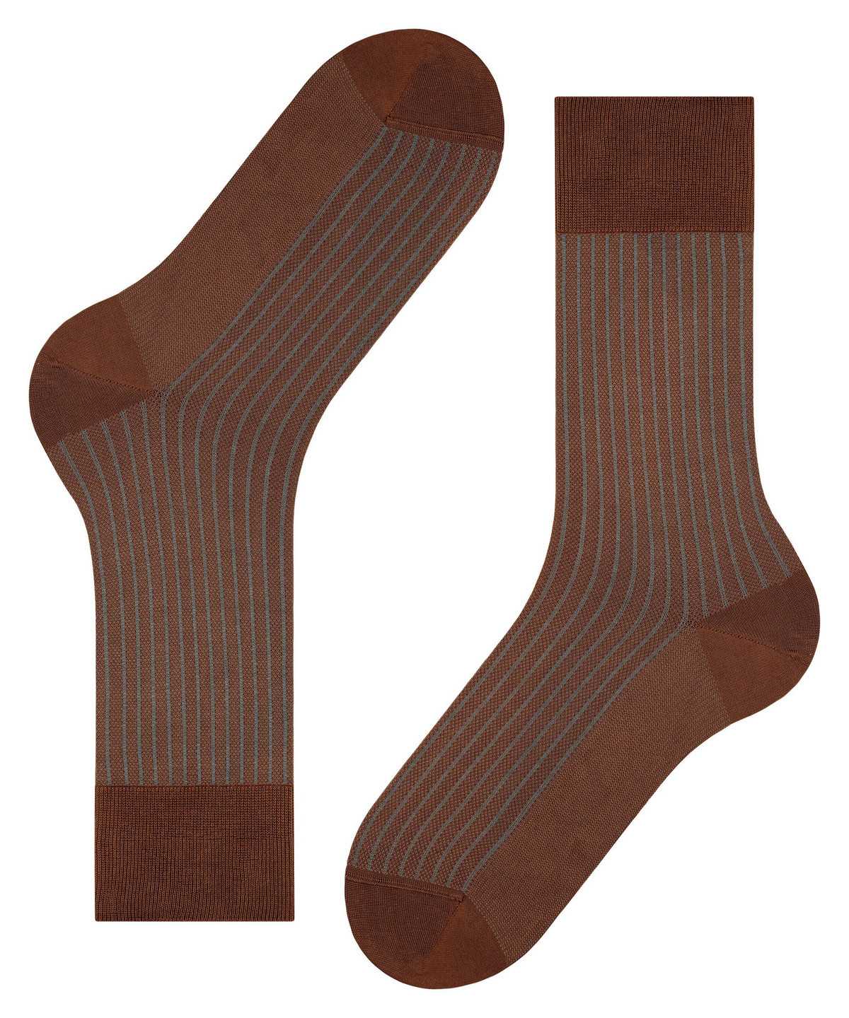 Calzini Uomo Falke Oxford Stripe Socks Marroni | UKSB12754