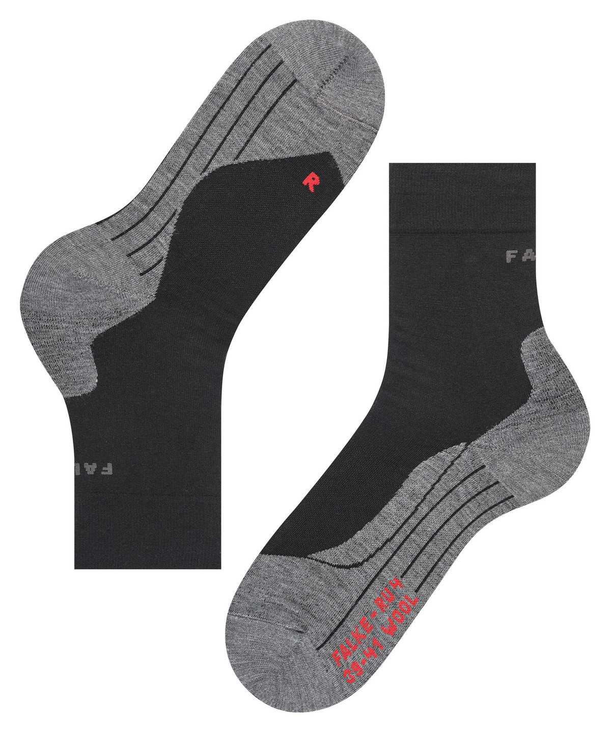 Calzini Uomo Falke RU4 Endurance Wool Running Socks Nere | OSIL67854