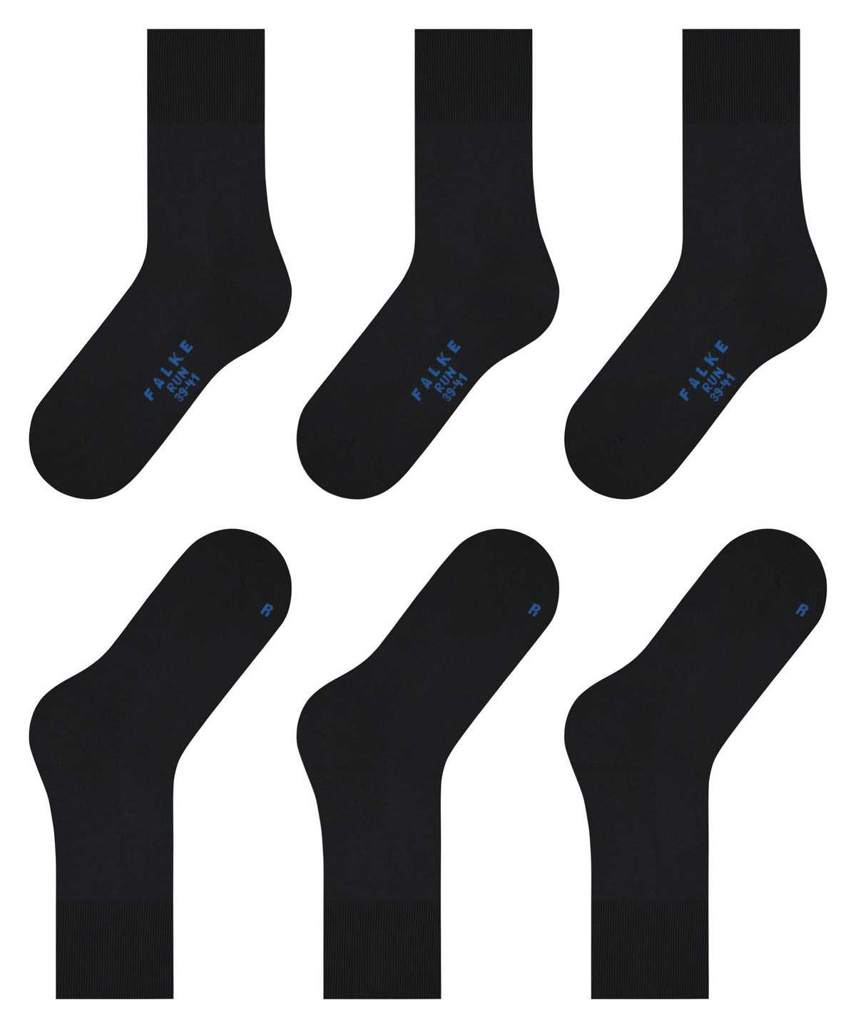 Calzini Uomo Falke Run 3-Pack Socks Nere | MGST39061