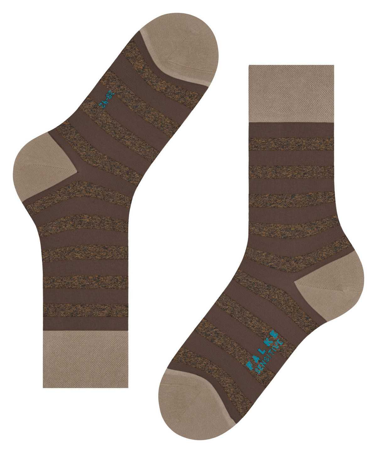 Calzini Uomo Falke Sensitive Mapped Line Socks Marroni | GSKQ64109