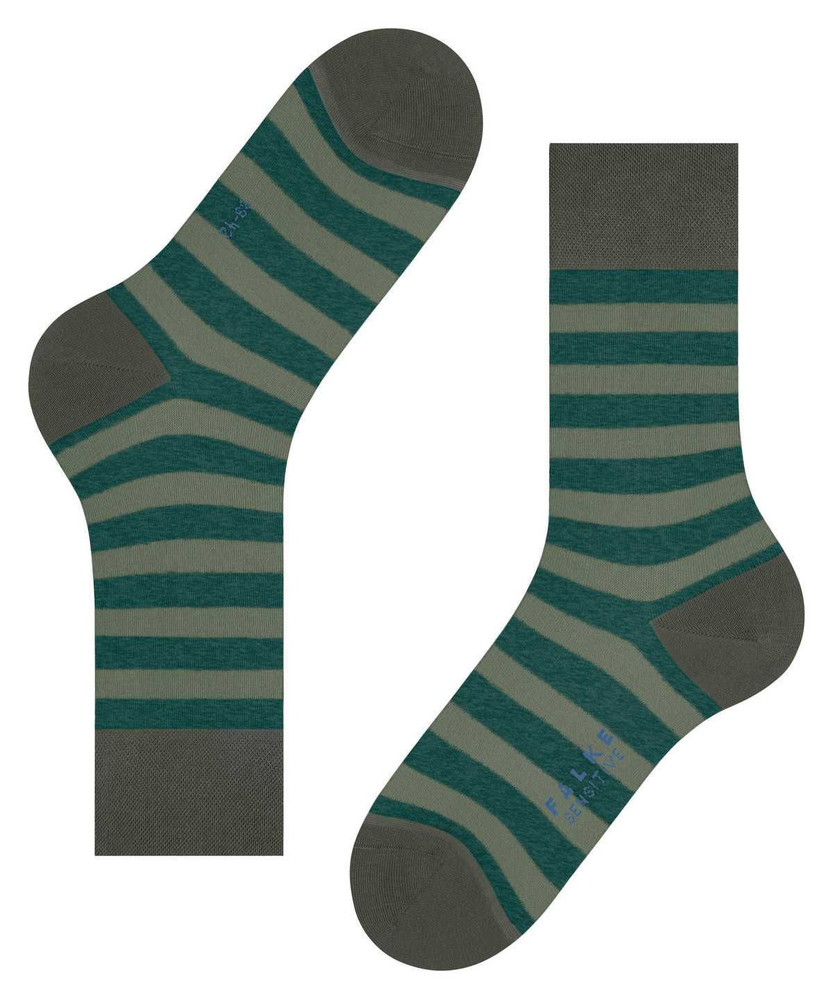 Calzini Uomo Falke Sensitive Mapped Line Socks Verdi | YGKS09726