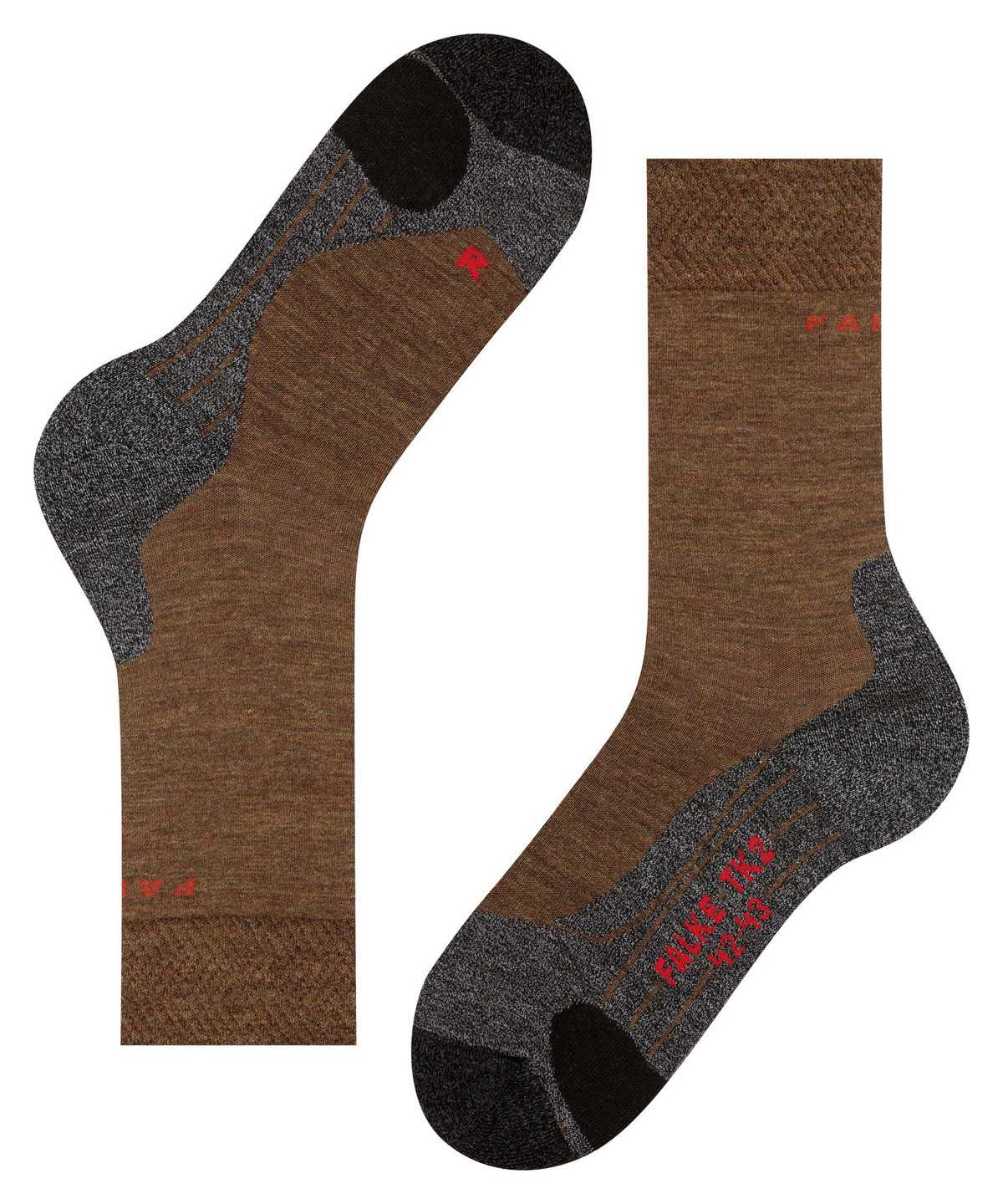 Calzini Uomo Falke TK2 Explore Melange Trekking Socks Marroni | ZXVI17325