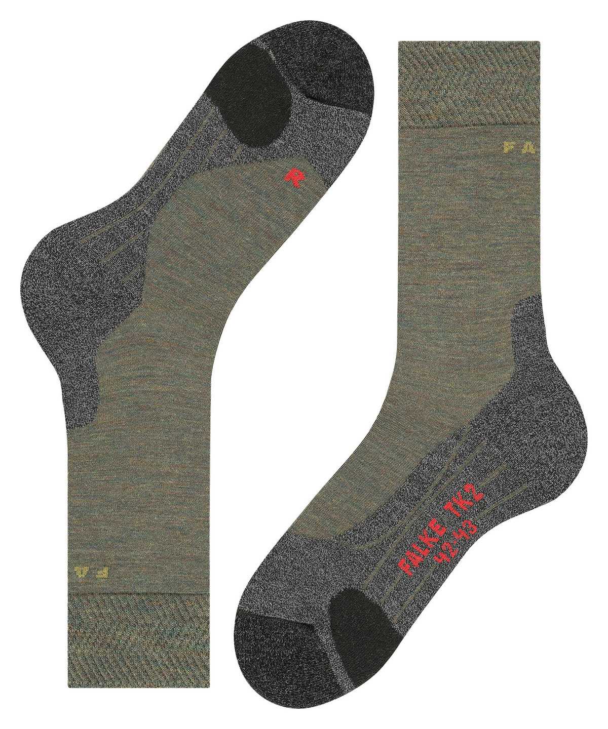 Calzini Uomo Falke TK2 Explore Melange Trekking Socks Verdi | YFDC34129