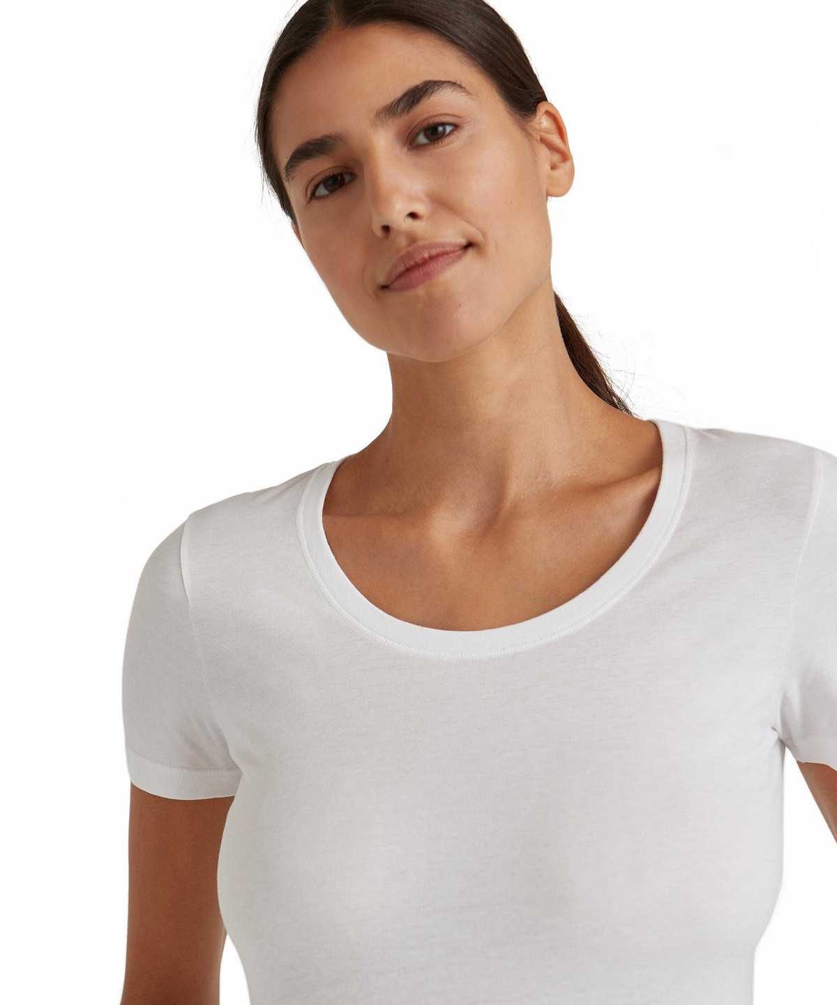 Camicie Donna Falke T-Shirt Round-neck Daily Natural Bianche | UAYN49701