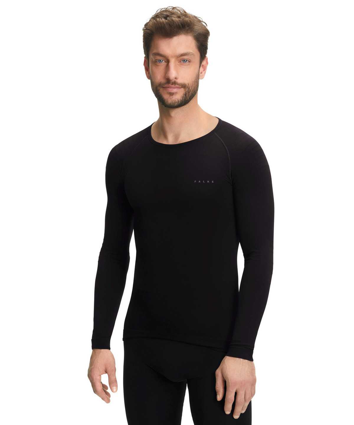 Long Sleeve T-Shirts Uomo Falke Long sleeve shirt Warm Nere | BKAN06871