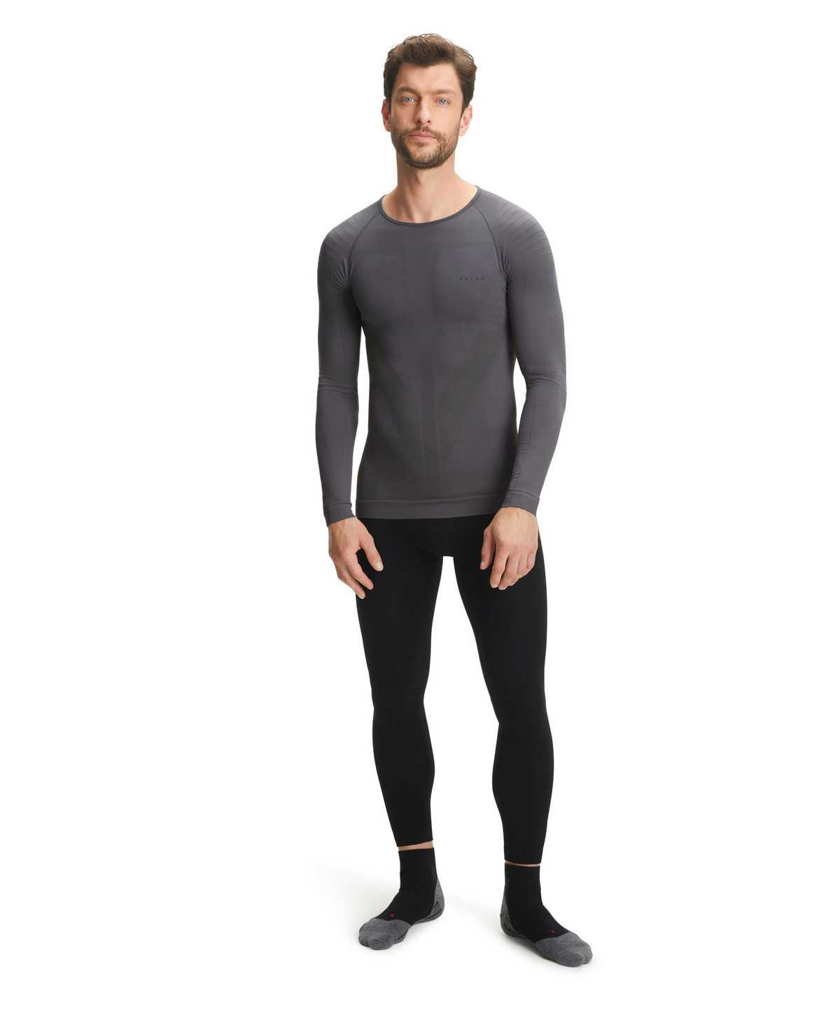 Long Sleeve T-Shirts Uomo Falke Long sleeve shirt Warm Nere | WAVL91758