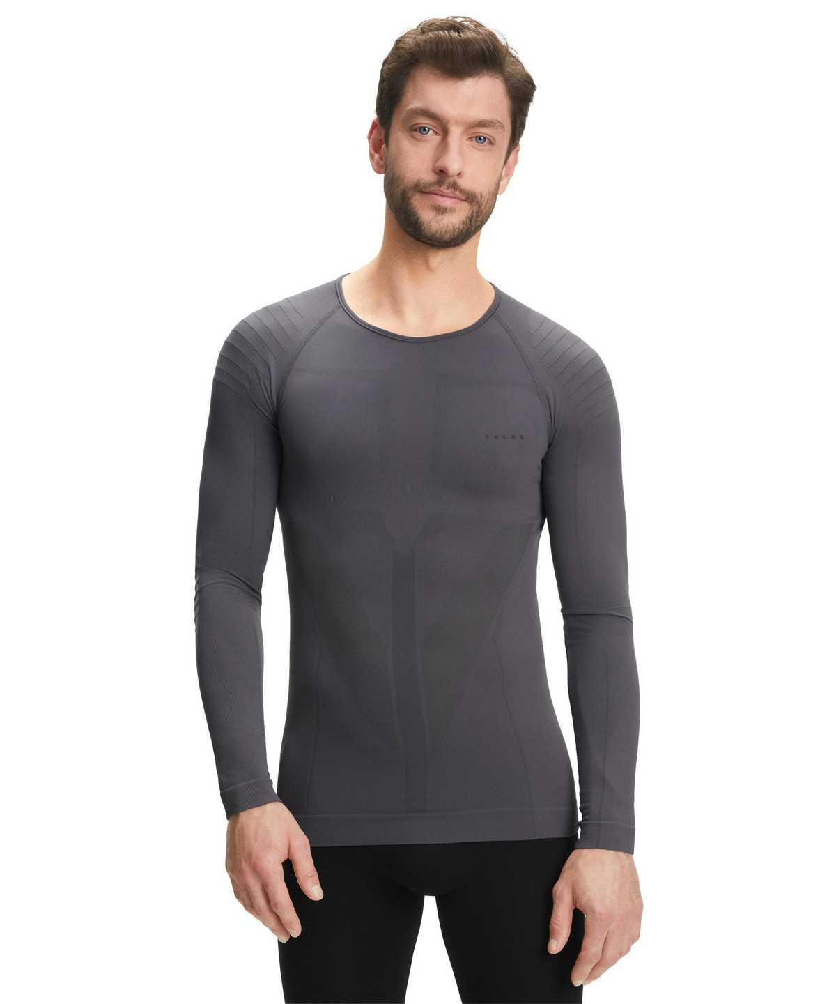 Long Sleeve T-Shirts Uomo Falke Long sleeve shirt Warm Nere | WAVL91758