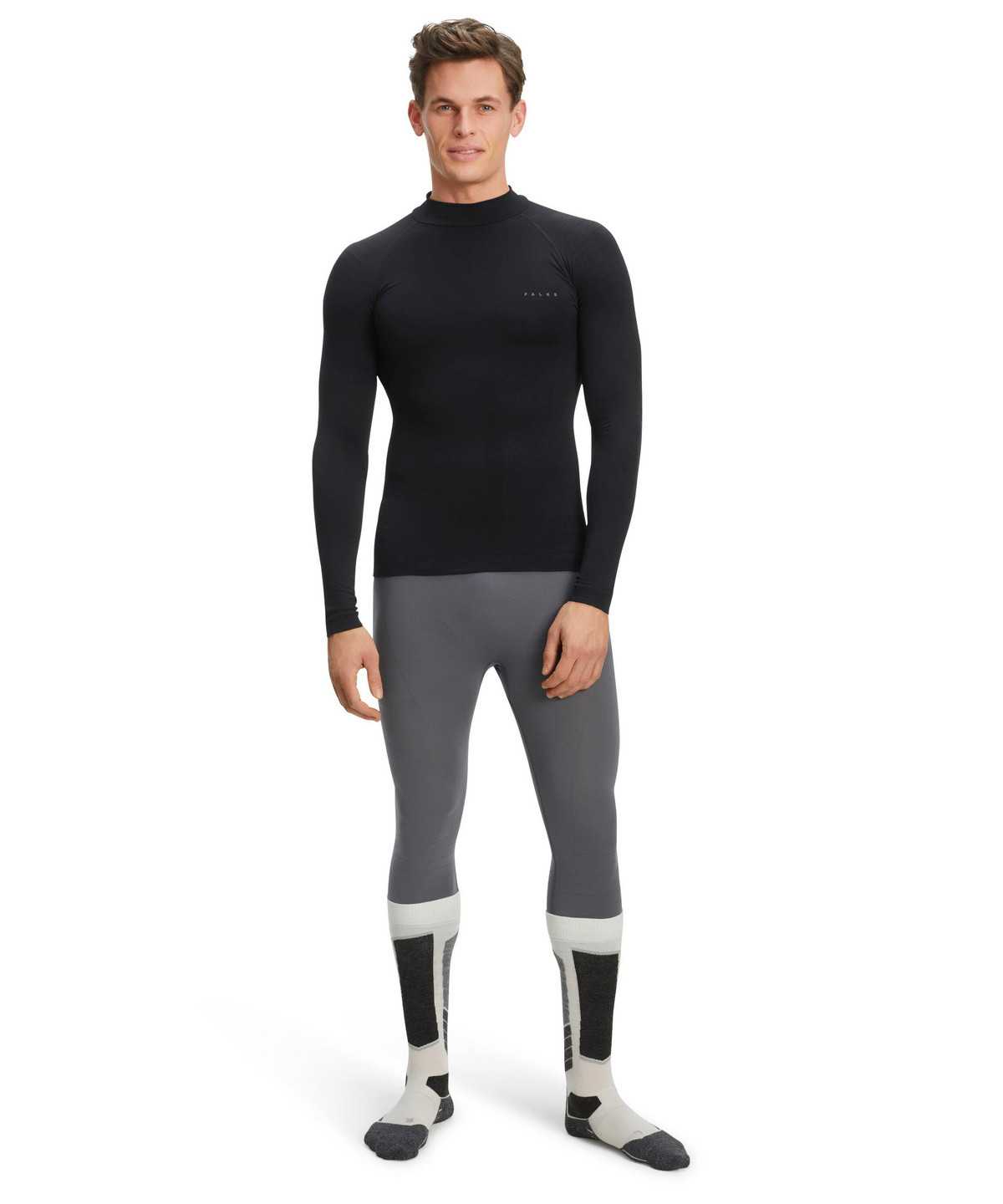 Long Sleeve T-Shirts Uomo Falke Long sleeve shirt Warm Nere | RDSU24135