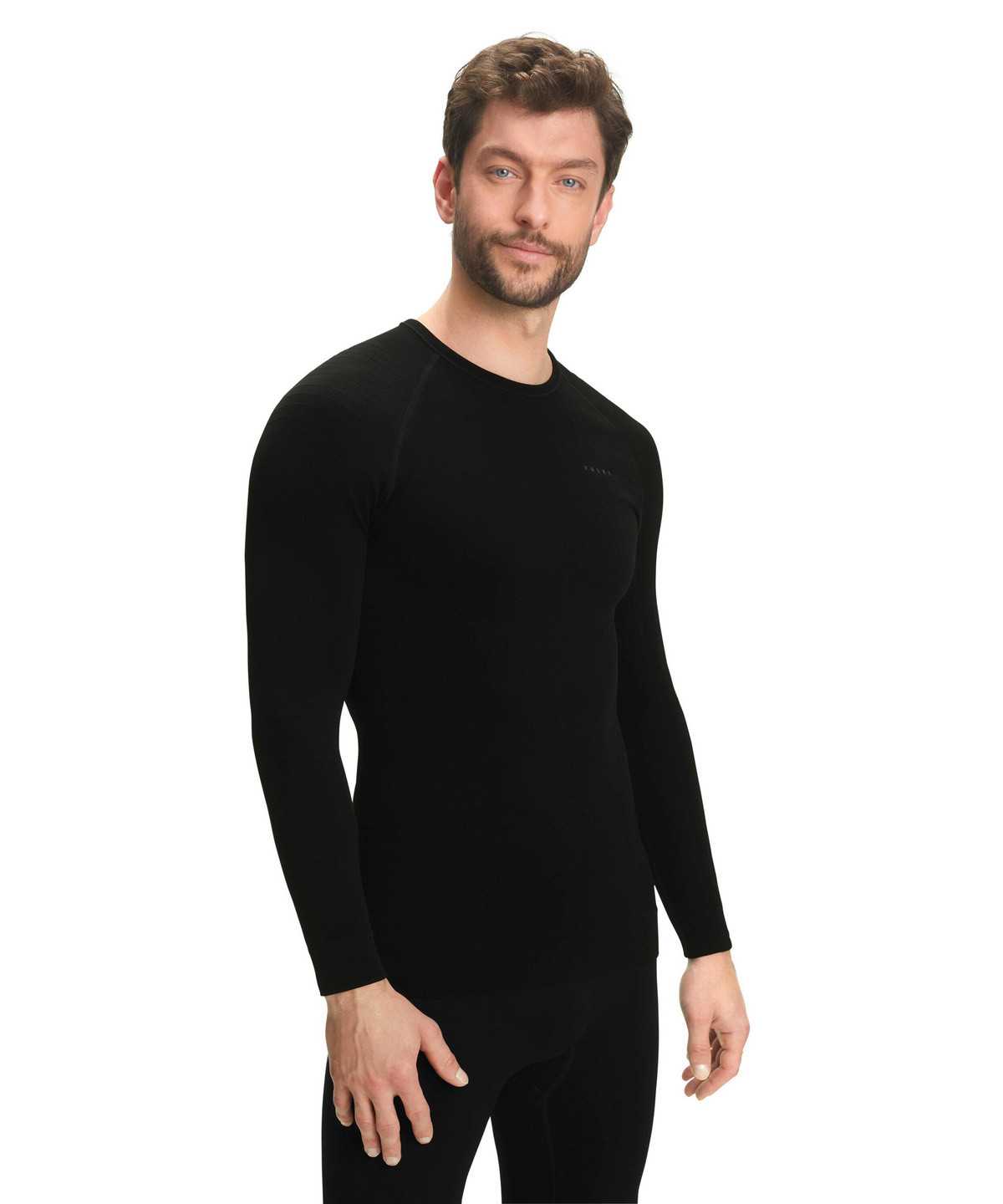 Long Sleeve T-Shirts Uomo Falke Long sleeve shirt Maximum Warm Nere | KIJQ21439