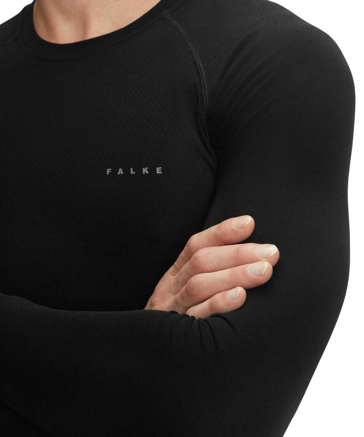 Long Sleeve T-Shirts Uomo Falke Long sleeve shirt Wool-Tech Light Nere | PDNB36502