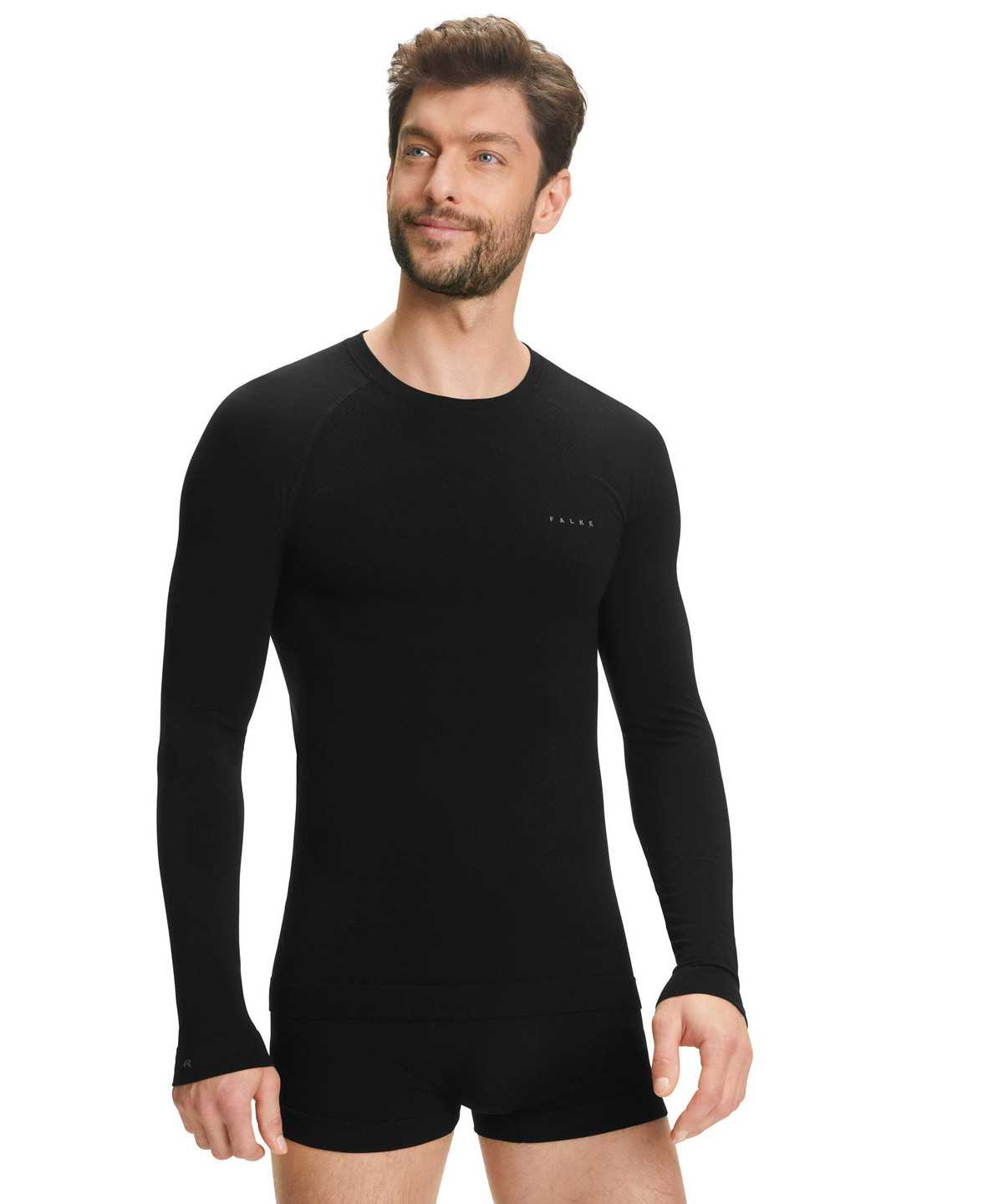 Long Sleeve T-Shirts Uomo Falke Long sleeve shirt Wool-Tech Light Nere | PDNB36502