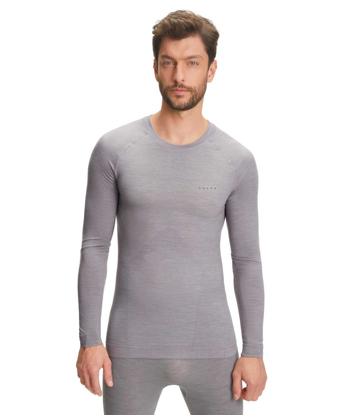 Long Sleeve T-Shirts Uomo Falke Long sleeve shirt Wool-Tech Light Grigie | BQSG05419