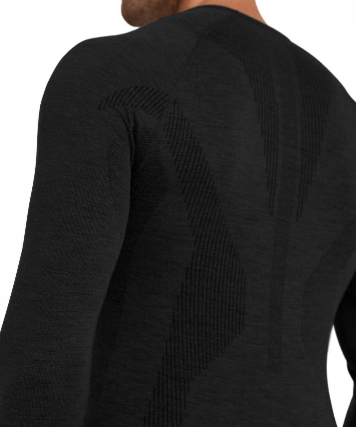 Long Sleeve T-Shirts Uomo Falke Long sleeve shirt Wool-Tech Nere | HLNB06735