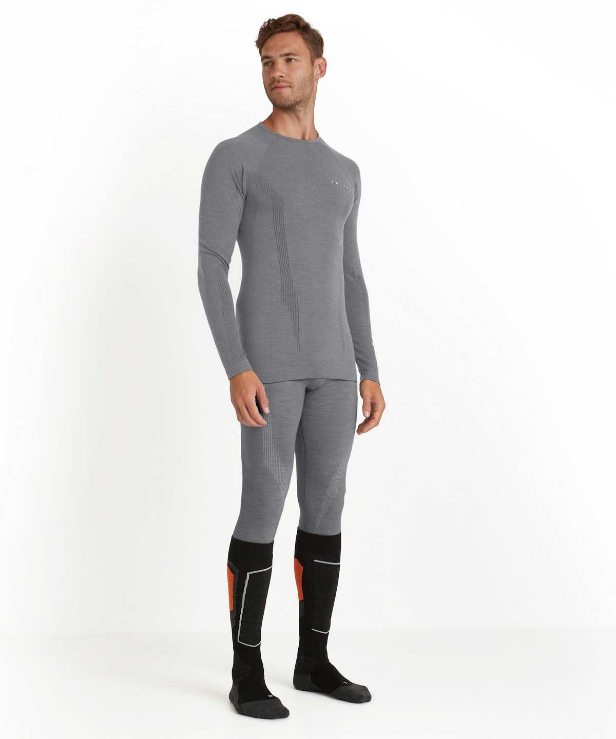 Long Sleeve T-Shirts Uomo Falke Long sleeve shirt Wool-Tech Grigie | XREW75146