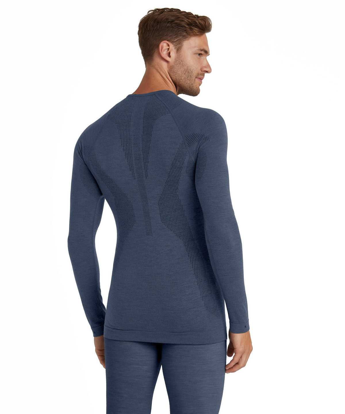 Long Sleeve T-Shirts Uomo Falke Long sleeve shirt Wool-Tech Blu | IVQE32160