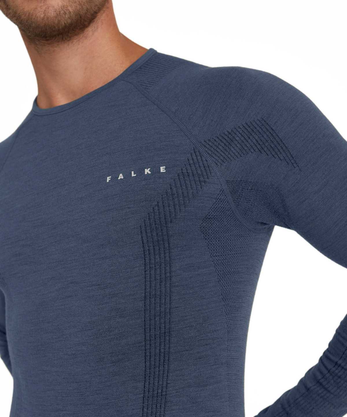 Long Sleeve T-Shirts Uomo Falke Long sleeve shirt Wool-Tech Blu | IVQE32160