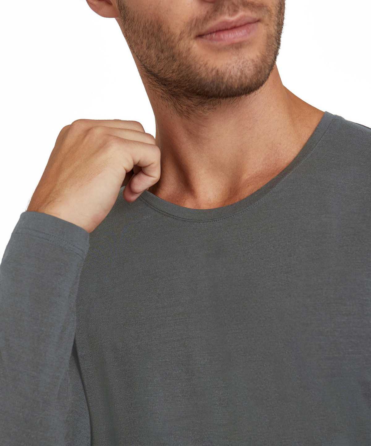 Long Sleeve T-Shirts Uomo Falke Long sleeve shirt Round-neck Daily ClimaWool Grigie | CUXI37140