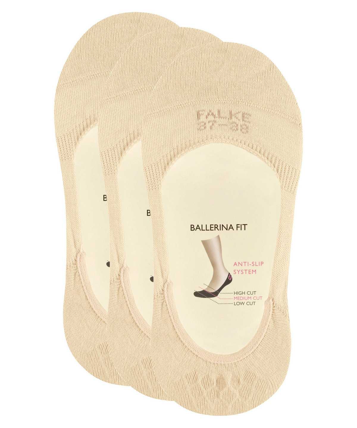 No Show Socks Donna Falke Step 3-Pack Invisibles Beige | RIEZ68374