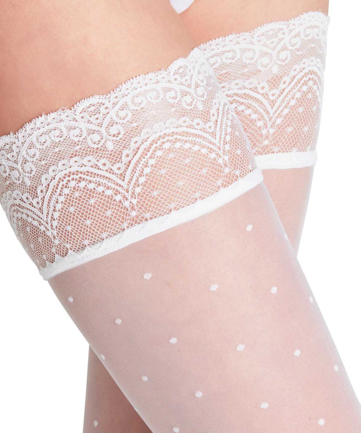 Thigh Highs Donna Falke Dot 15 DEN Stay-ups Bianche | YACE01379