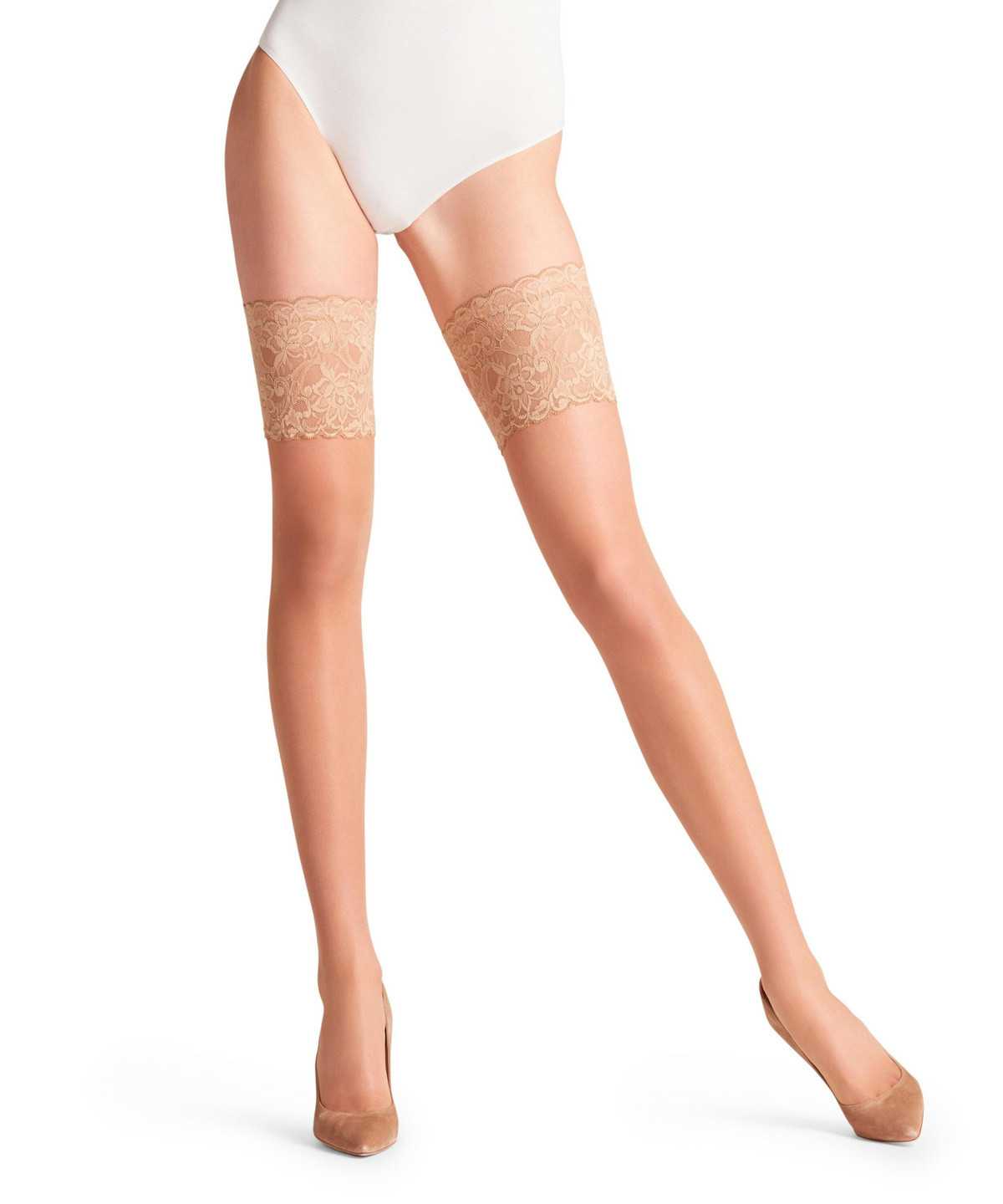 Thigh Highs Donna Falke Seidenglatt 15 DEN Stay-ups Beige | CYFX59136