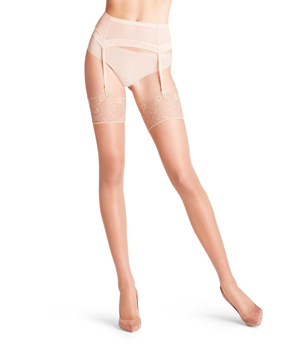 Thigh Highs Donna Falke Seidenglatt 15 DEN Stockings Beige | WDHN37269