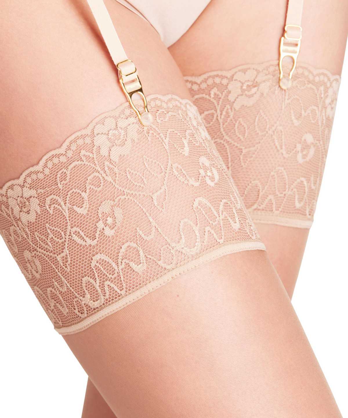 Thigh Highs Donna Falke Seidenglatt 15 DEN Stockings Beige | WDHN37269