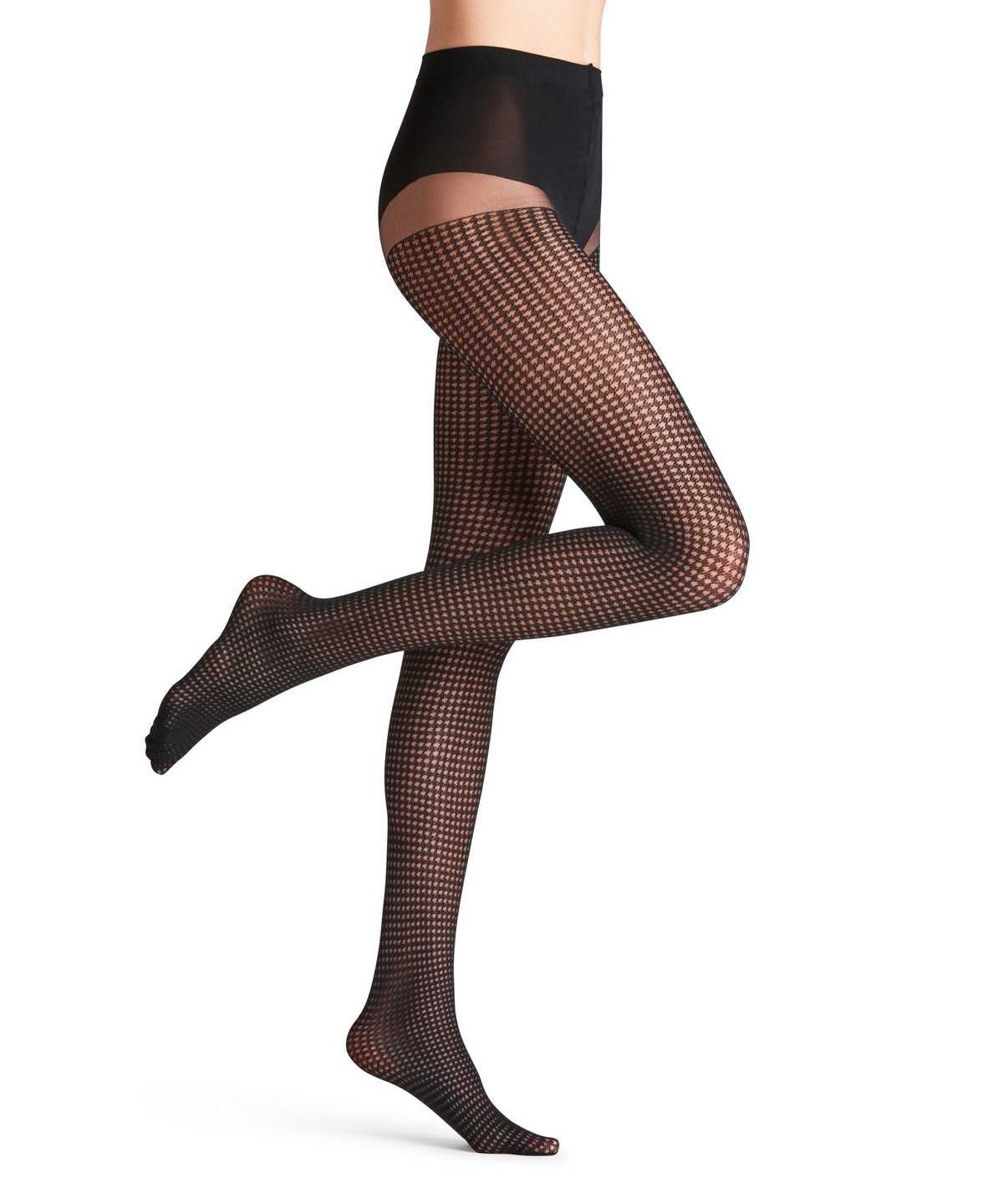 Tights Donna Falke Houndstooth 15 DEN Tights Nere | TZXG81320